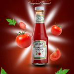 Exploration artistique du monde du ketchup à travers cette affiche créative. Les nuances vives et la disposition dynamique captivent l'essence de ce condiment. Une fusion de saveurs visuelles pour représenter l'authenticité du produit.
